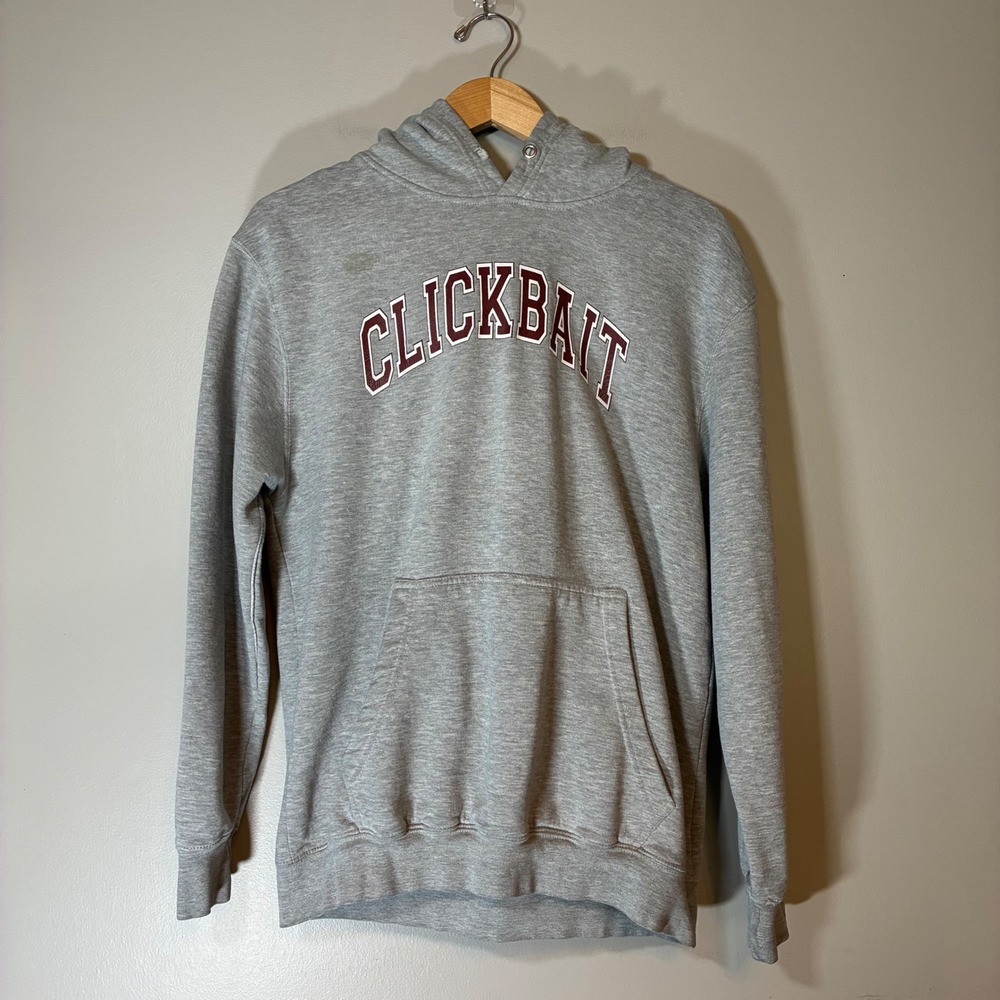 David Dobrik Clickbait Hoodie Gray Maroon Collegiate Logo Fanjoy Merch Large